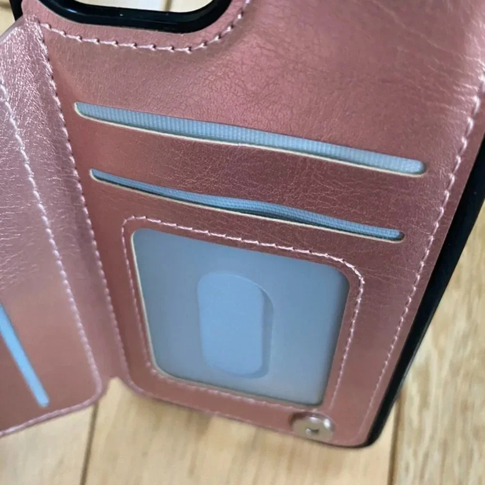 Metallic Pink Cellphone Case iPhone 11 Pro Wallet Case 5.8in